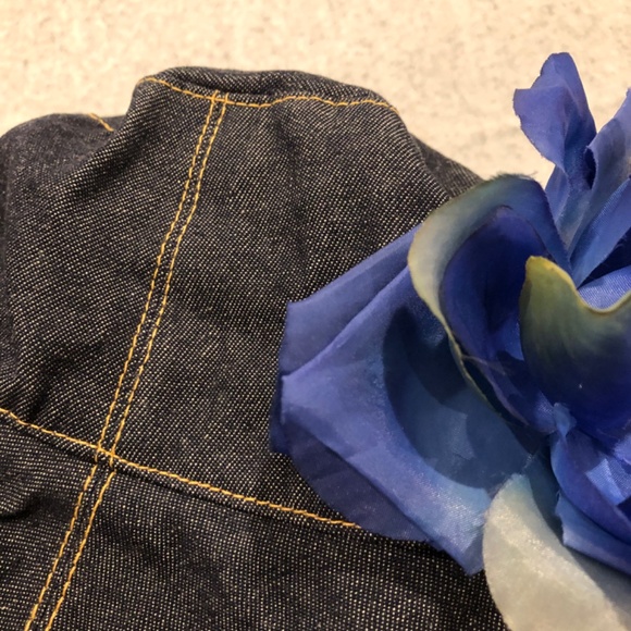 NWOT - Black Denim Bucket Hat with Blue Silk Flower Adornment - Picture 15 of 16